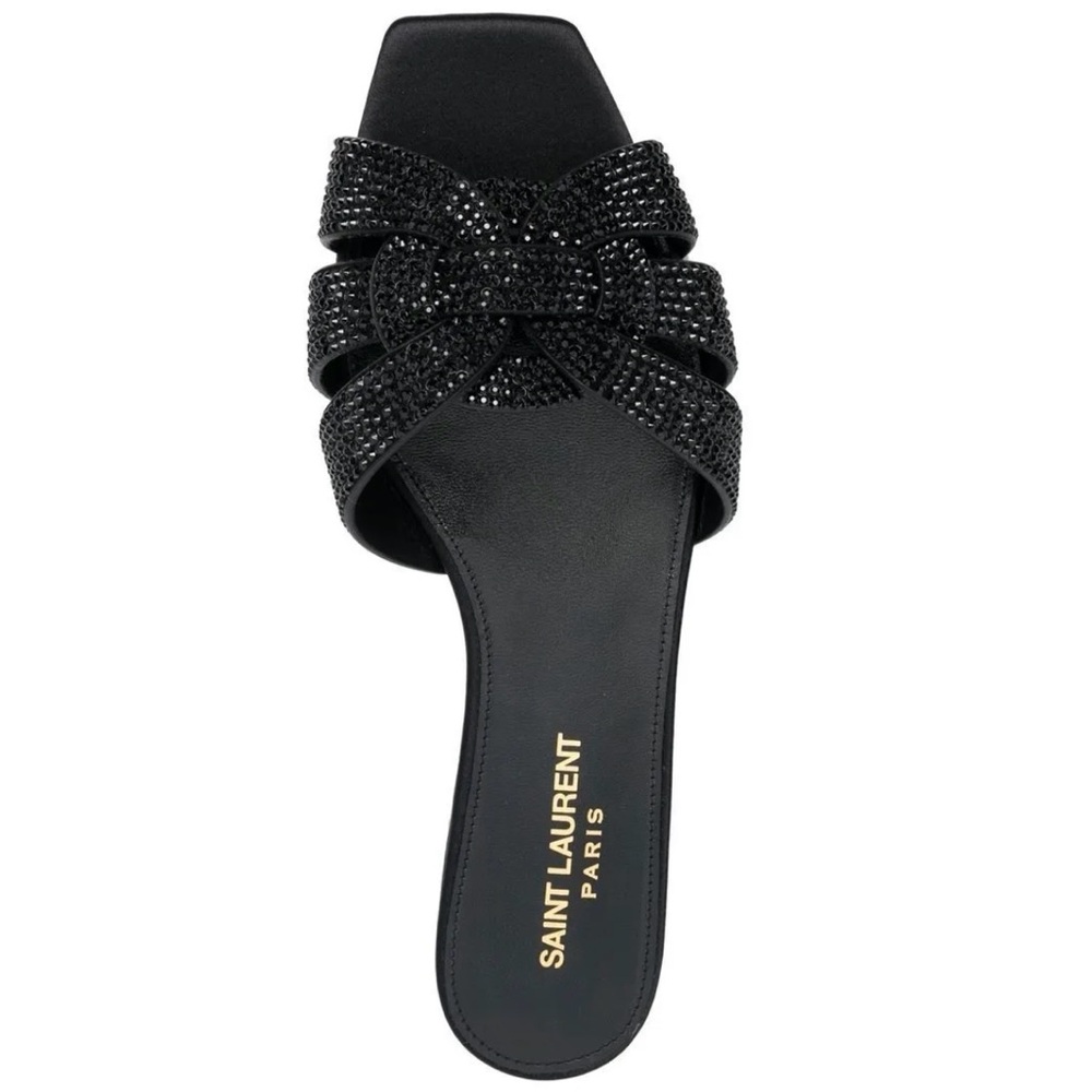 NWT Saint Laurent Tribute Black Rhinestone Flats